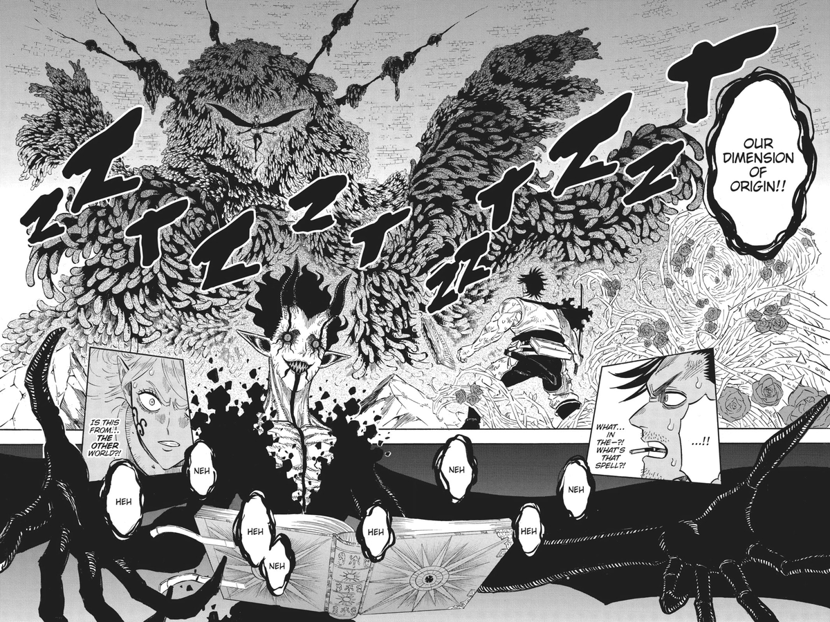 nemonaneck's tweet photo. Every Single double page spread in the manga Black Clover by Yuki Tabata: 
🧵chapter 201-225 https://t.co/Vk57C06XYq