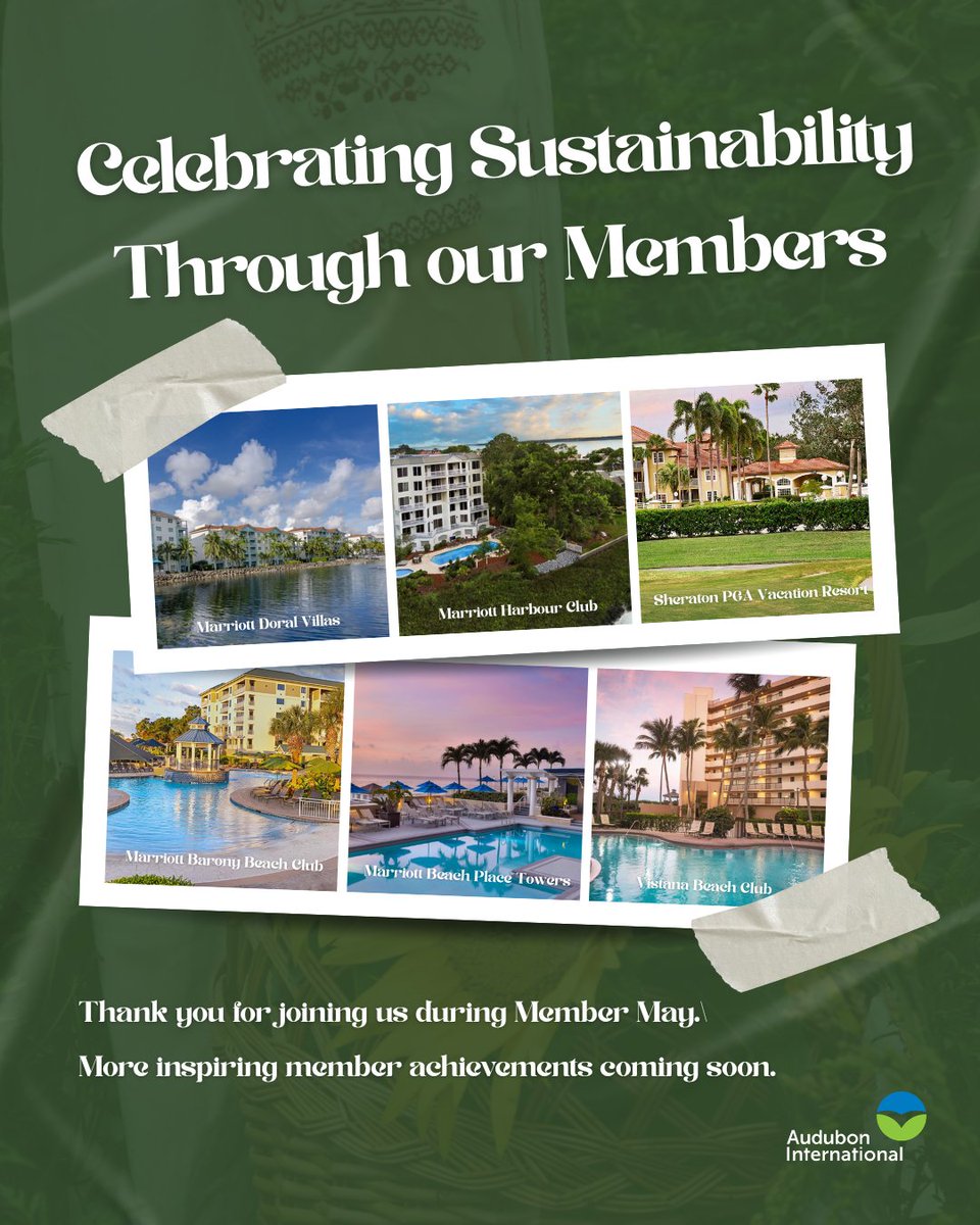 AudubonIntl's tweet photo. Thank you for following along as we celebrated properties recertified in our Green Lodging and Green Hospitality Programs. We'll continue sharing member achievements and sustainability successes throughout the year, so stay tuned. 🌱💚

#MemberMay #AudubonInternational https://t.co/DUXZlnFEN2
