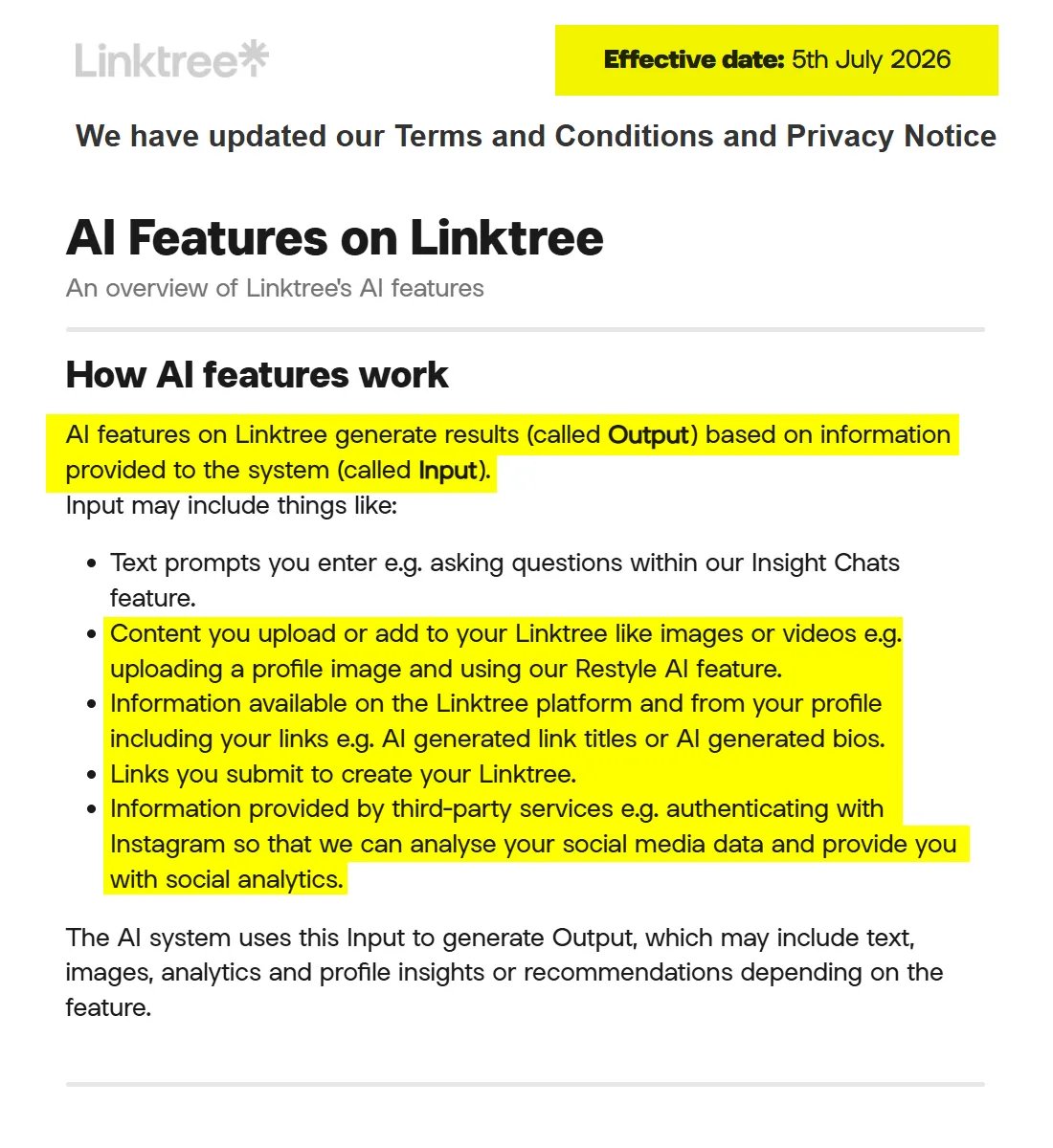 defsiarte's tweet photo. IMPORTANT: For any artists/writers/etc etc, using Linktree to point  people to their work, from 5 July, they'll be feeding all imagery you  use on your landing page into DALL-E by OpenAI. https://t.co/i4UMQZA8oR