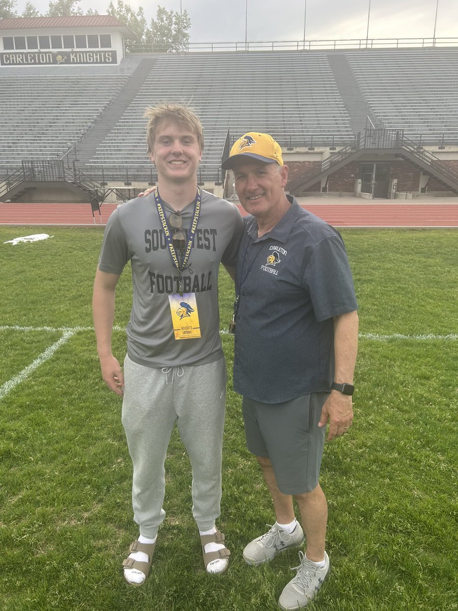 leifkranz14's tweet photo. After a great junior day and message from @CoachJournell I’m grateful to receive an offer from @CarletonFB ! @CoachSamKent @LakersFootball1 @PrepRedzoneMN @OJW_Scouting https://t.co/lFuYoX9NmH
