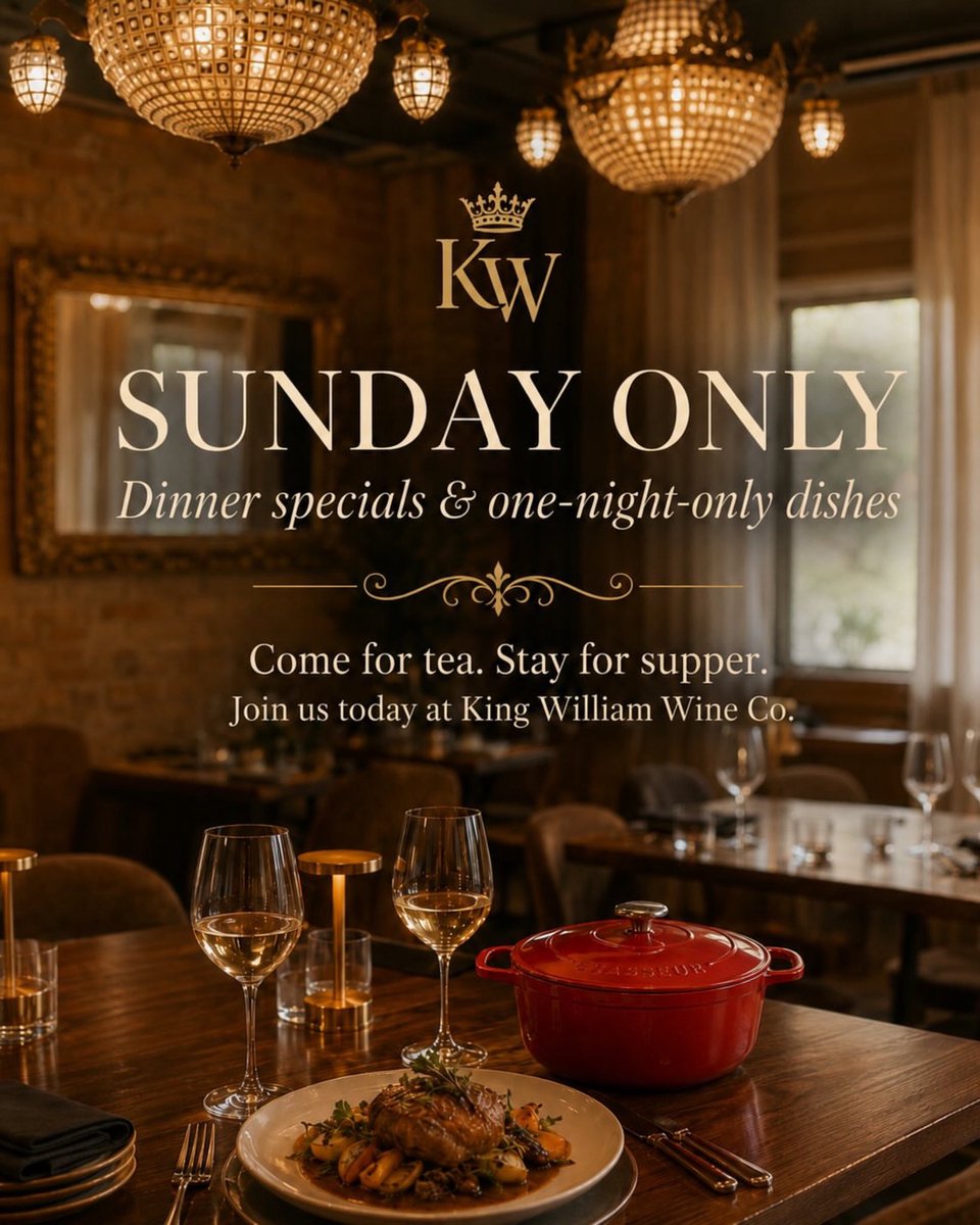 BlueStarComplex's tweet photo. Sundays at King William Wine Co.! High Tea, Sunday Supper &amp; Wine. Go to https://t.co/u3ACXHHdVT to make your reservations. They’re open Sunday, 11am - 9pm and Thursday through Saturday, 5pm - 11pm. 🍽️🍷 https://t.co/cktK3iP10W