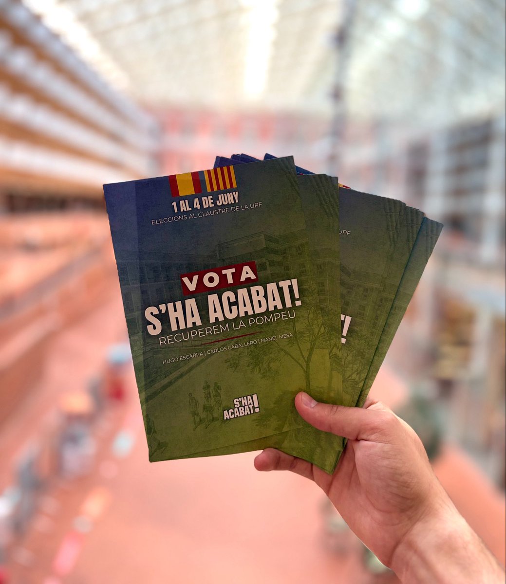 ShaAcabat's tweet photo. Desde mañana hasta el 4 de junio los estudiantes de la UPF podrán votar a S’ha Acabat!, la única alternativa al separatismo y a la izquierda sectaria.

8 años defendiendo la libertad, plantando cara al totalitarismo y librando la batalla cuando nadie más lo hacía.

#VotaShaAcabat https://t.co/Pp2v8uQjF2