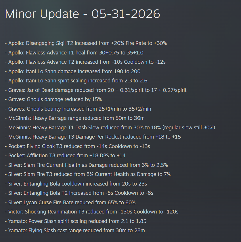 IntelDeadlock's tweet photo. Small balance changes are live: https://t.co/EkSOtmLxJN