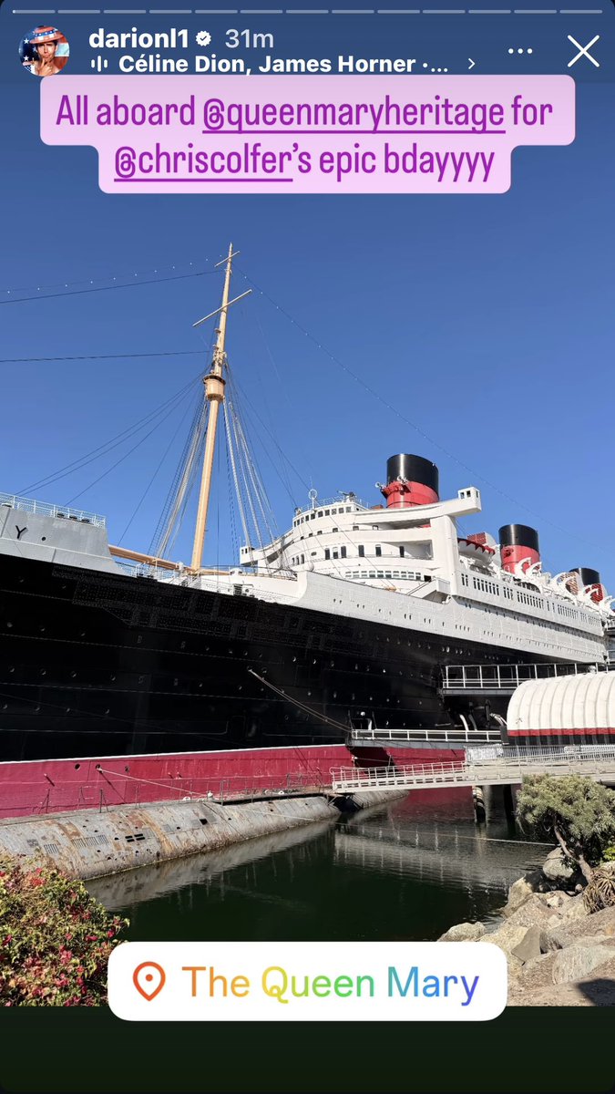 NewsColfer's tweet photo. At Chris Colfer’s birthday party inside the historic Queen Mary, widely considered to be haunted

via @/darionl1 on instagram story https://t.co/yUjX0jgwGV
