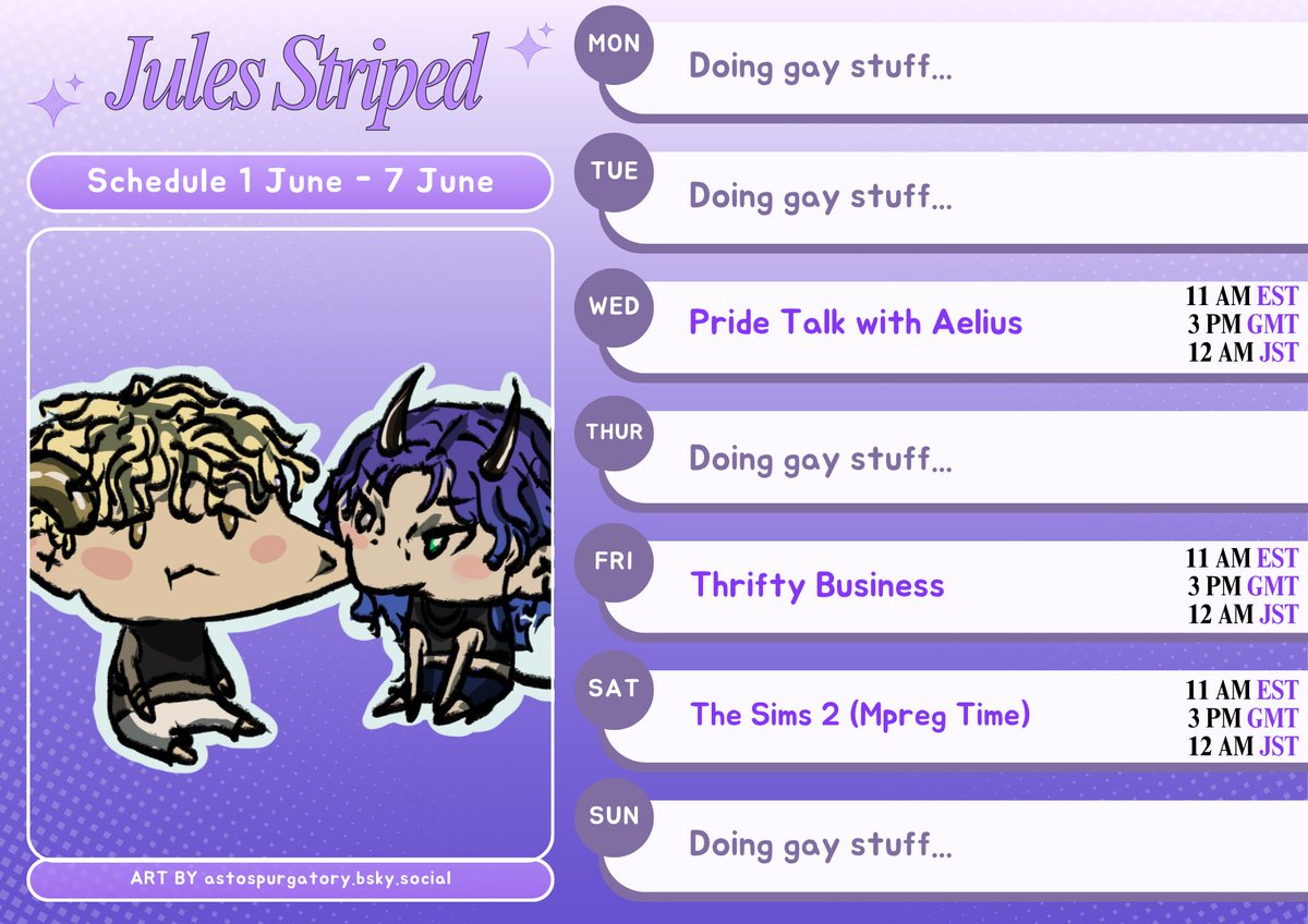 Jules_Striped's tweet photo. [1 June - 7 June]

Hey gays, Happy Pride Month!🗣️ https://t.co/PQxriHps1E