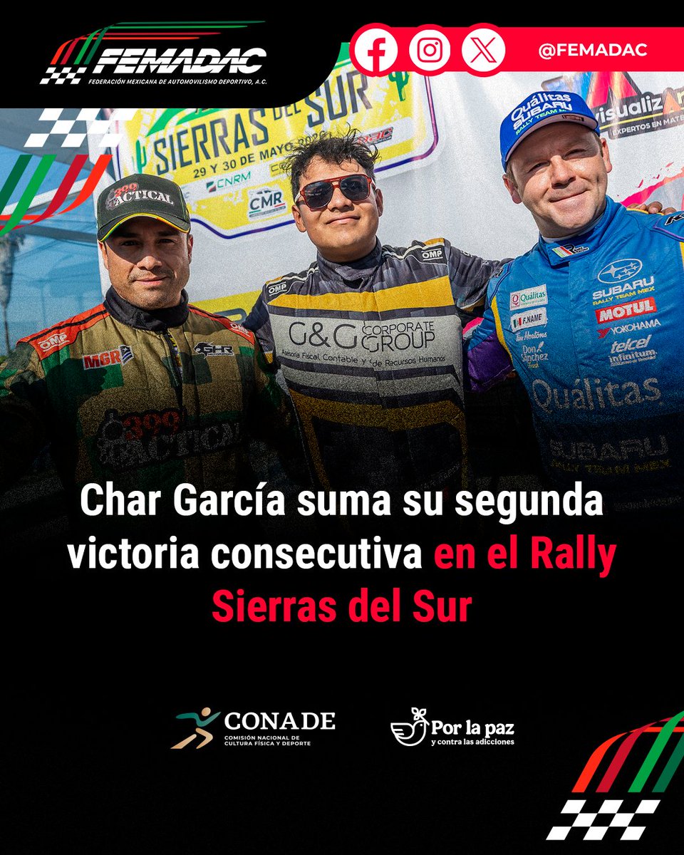 Femadac's tweet photo. Char García sigue haciendo historia. Con apenas 17 años, el piloto de LUMA Motorsport, junto a su navegante Lalo Solís, conquistó el Rally Sierras del Sur 2026

Toda la información en 💻: https://t.co/DnMUyul2sk
#FEMADAC #FEMADACInforma https://t.co/1TP3bhu78o