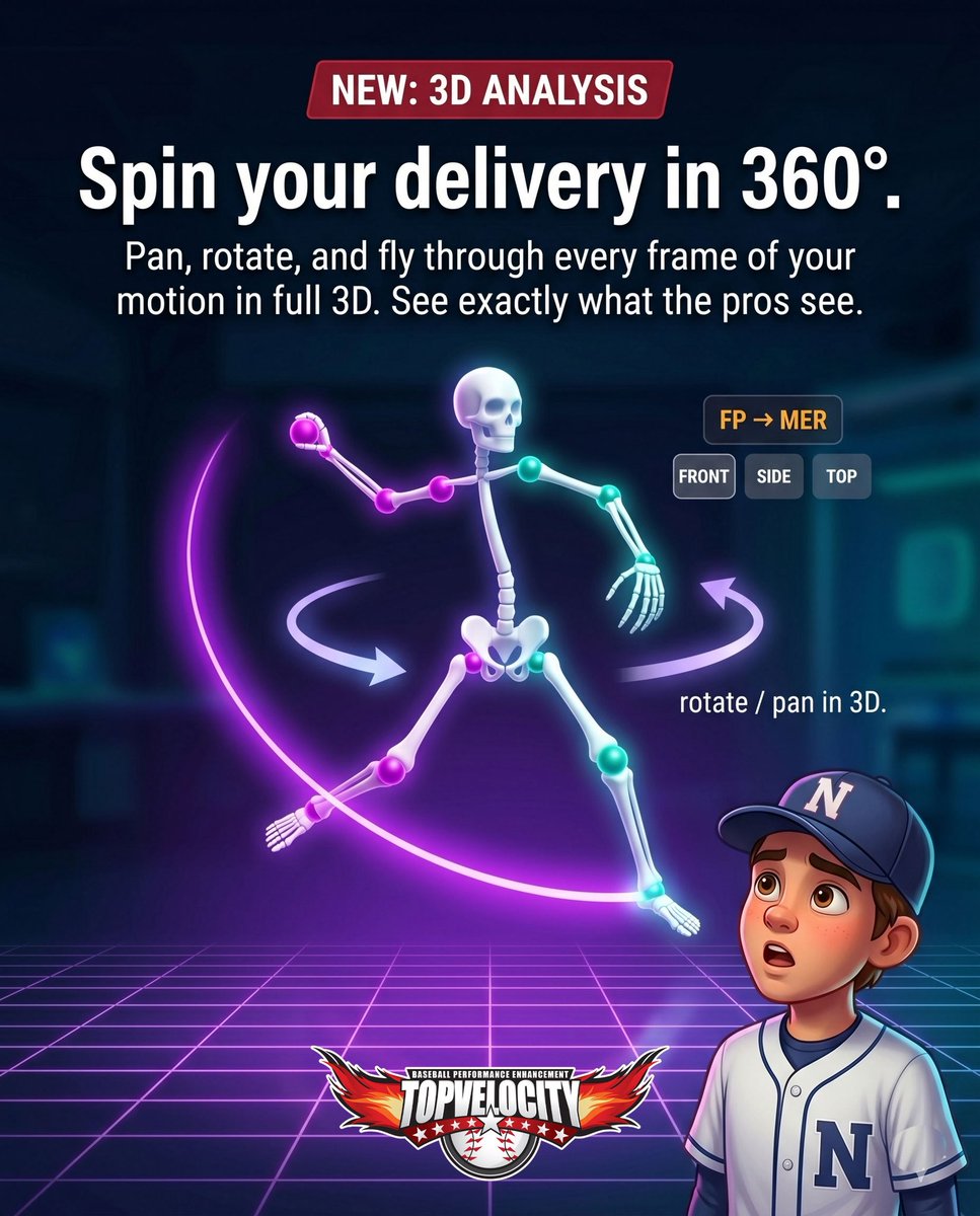 TopVelocity's tweet photo. Your delivery has a secret — and it’s hiding in plain sight. 🧬

MechanicsDNA breaks down your pitching motion in full 3D. Spin it. Rotate it. Fly through every frame and see exactly where you’re leaking velocity (and risking your arm). 💪

Same 3X Pitching science behind 100+ MLB draft picks — now on your phone. Film one pitch, mark 5 moments, get a pro-style scouting breakdown in 60 seconds.

👉 Try it free at https://t.co/upcFY8ToZ9

Comment “DNA” and we’ll send you the link. ⬇️

#pitching #baseballtraining #pitchingmechanics #velocity #throwharder baseballdad travelball 3xpitching topvelocity pitchingvelocity