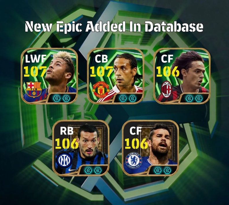 vArDojn's tweet photo. 🍄🔥: CONFIRMED EPICS ARE IN THE DATABASE!

Neymar 🇧🇷
Ferdinand 🏴
Inzaghi 🇮🇹
Costa 🇧🇷
Zambrotta 🇮🇹

These cards are loading… 👀⚡

🎯 Which one are you saving your coins for?

#eFootball #イーフトやるってば #eFootball2026 #EpicCards #AVUPDATE https://t.co/OMJVf7RlVI