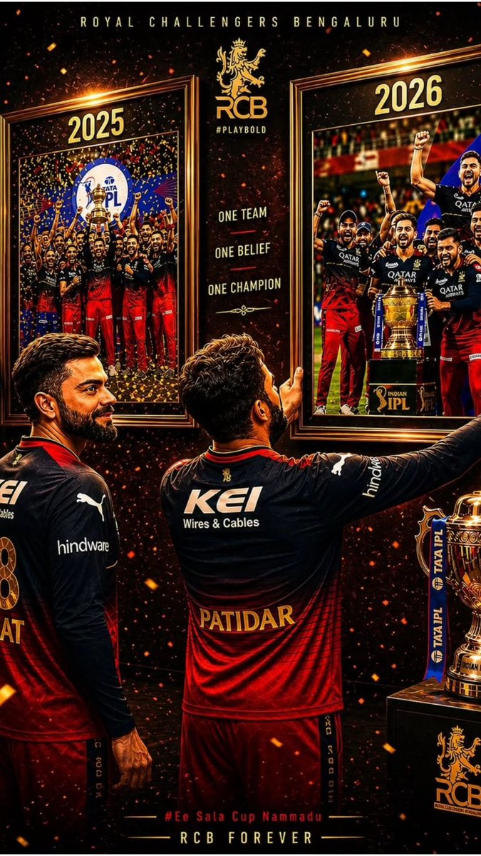 manjunlmp's tweet photo. @RCBTweets @RcbianOfficial
@ABdeVilliers17 @henrygayle @imVkohli
18 years of loyalty finally paid off in the grandest way possible. Back-to-back trophies, ultimate respect on the field, and the best fanbase in the world. The era of dominance is here. Ready for the hat-trick! 👑" https://t.co/c87D0p3q50
