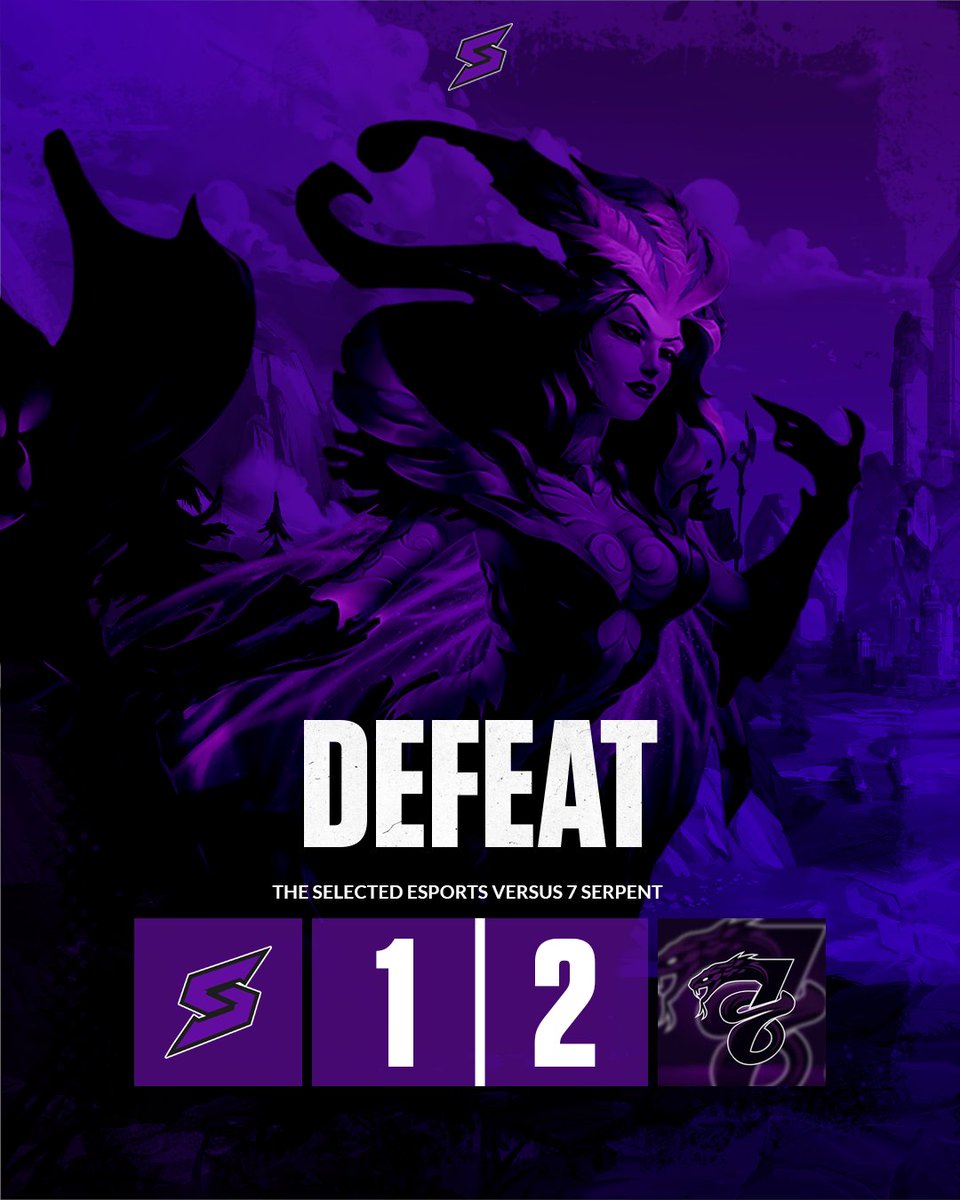 theselected_es's tweet photo. 🐍 Match Result 🐍

Wir wurden heute leider von den Serpents gebissen und müssen uns mit 1:2 geschlagen geben.

Trotz der Niederlage konnten wir zeigen, dass wir mithalten können. Jetzt heißt es: Gift abschütteln, aus den Fehlern lernen und stärker zurückkommen. 💜

GGWP an @7Serpents_ !

Außerdem möchten wir uns dafür entschuldigen, dass der Cast heute leider kurzfristig ausfallen musste. Wir wissen, dass sich viele von euch auf die Übertragung gefreut haben, und hoffen, euch beim nächsten Spiel wieder wie gewohnt einen Stream bieten zu können. 
🎙️
#youhavebeenselected #primeleague #division4 #leagueoflegends