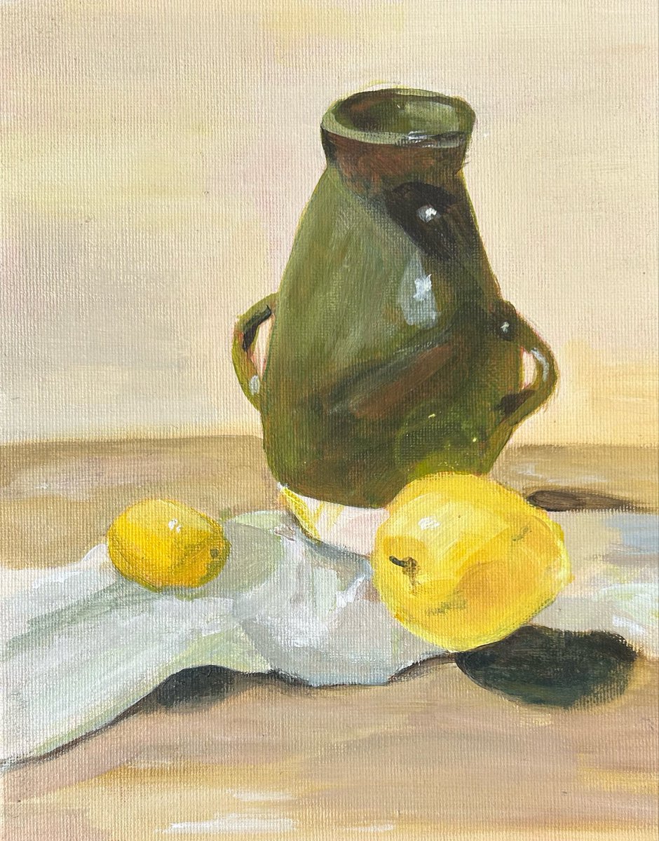 eigengarden's tweet photo. still life in acrylic paint from about a year ago, totally forgot about it until i cleaned out my bookshelf https://t.co/XYRqPfoYBB