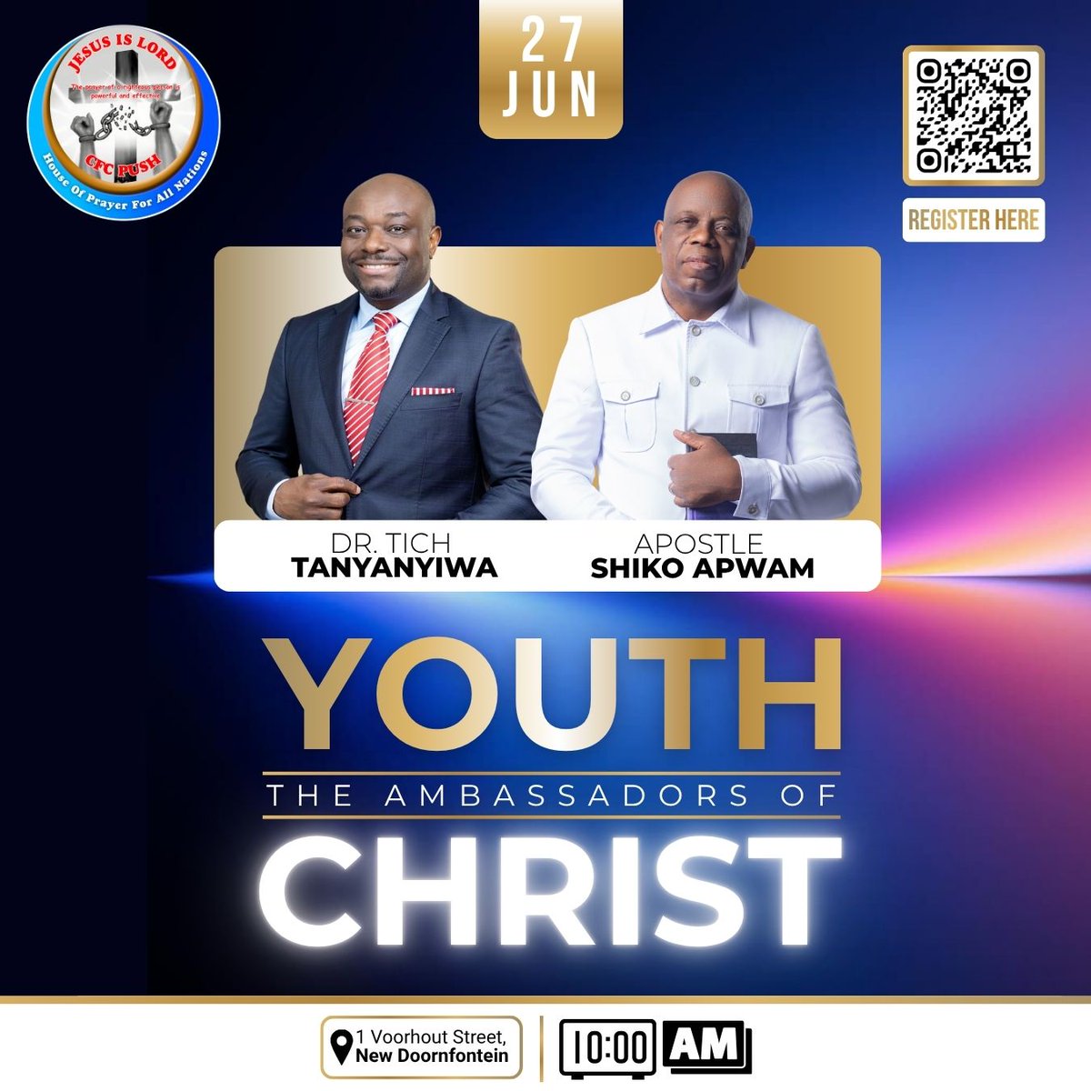 cfcpush's tweet photo. The CFC PUSH Youth Ministry will be hosting the Youth, The Ambassadors of Christ.

We are honoured to be hosted by our father in the Lord, Apostle Shiko Apwam, and blessed by the ministry of our esteemed guest speaker, Dr. Tich Tanyanyiwa.

Come expectant for an impactful time. https://t.co/sKEpUycAhZ