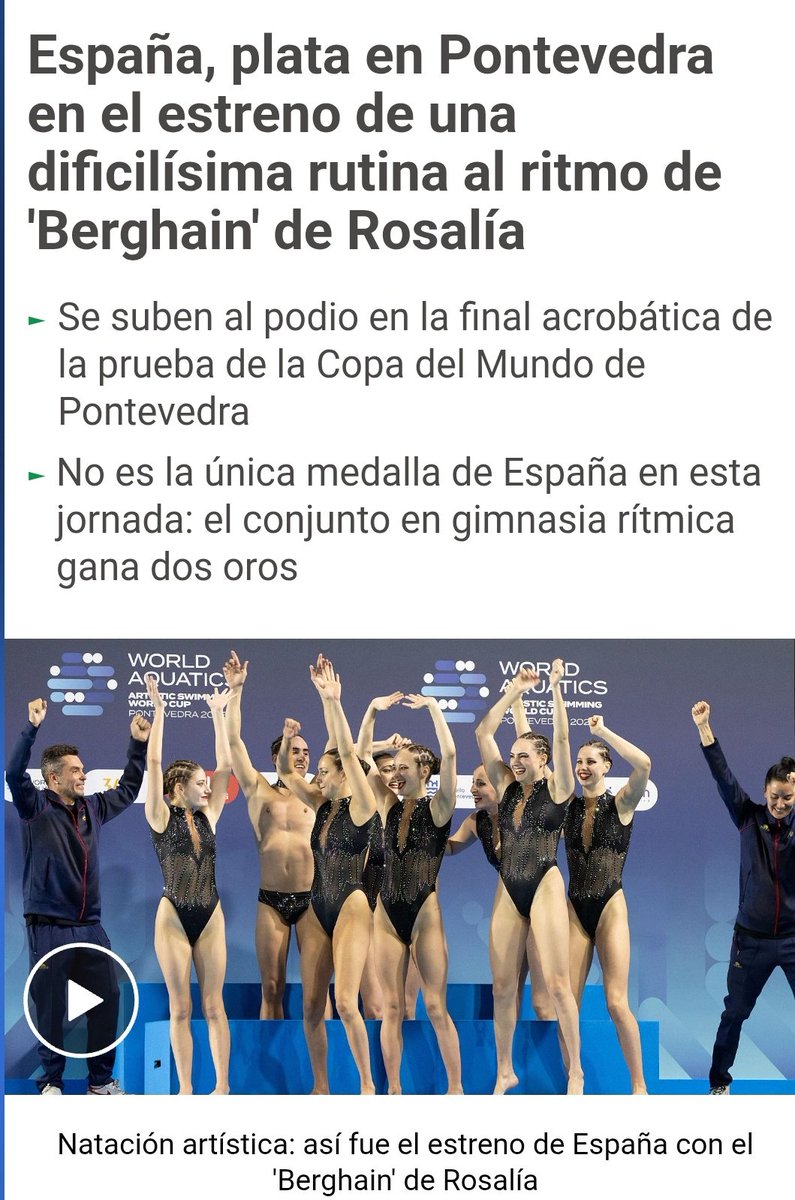 gisb_sus's tweet photo. Varias medallas en #nataciónartistica y varios oros en #gimnasiaritmica 
¿Y de qué hablan en las secciones de deportes?
Pues del entrenamiento de la selección de futbol, de las celebraciones de otros clubes, algo de tenis y poco más
Menos de 1 min o nada
#NoTodoEsFutbol https://t.co/UpHuyiL3Tw