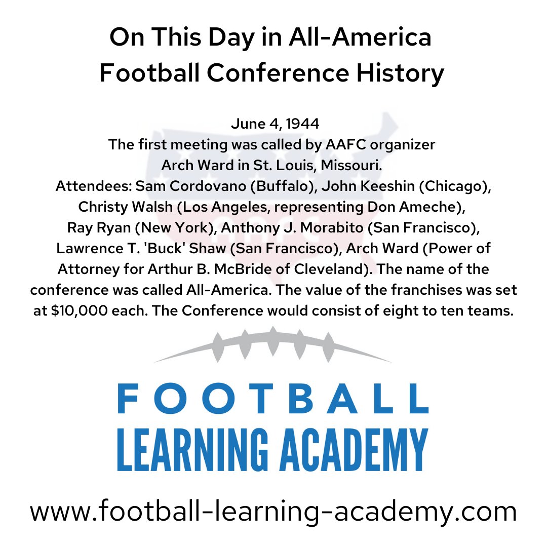 FootballLearn1's tweet photo. OTD in the All-America Football Conference (AAFC): June 4, 1944. https://t.co/JFYvVJWhiK