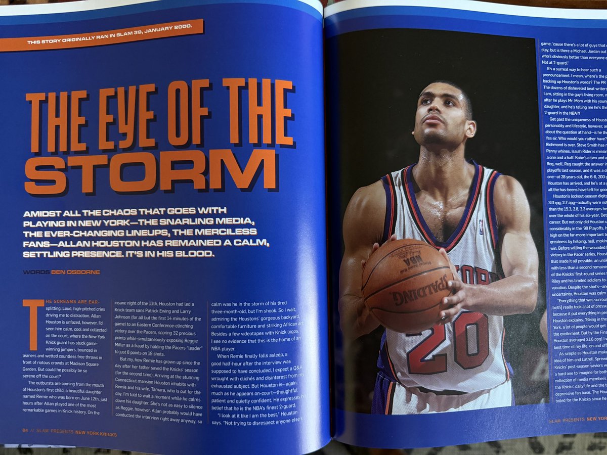 knoxrob1's tweet photo. The 1999 Knicks had 2 of the most iconic moments in NBA playoff history.

1. Allan Houston’s GW basket in G5 against the Heat.

2. Larry Johnson’s 4-point play.

Can’t recommend the SLAM hardcover New York Knicks book enough.

Stories on all the key Knicks from their history. https://t.co/WYD0GNKJ08