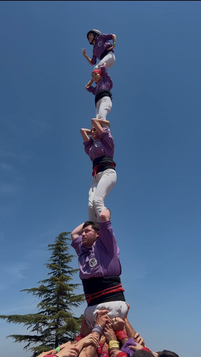 CCFigueres's tweet photo. Avui hem actuat al Tibidabo! Moltes gràcies a @castellersdesarria per convidar-nos i a @castellersdemollet per l'ajuda a les pinyes! 💜

Hem fet: 2pd4, 3d7, 4d7, 2d6, pd5 i 2pd4. I hem gaudit d'una tarda molt divertida fent colla pujant a les atraccions del parc 🎡🎠

#castellers https://t.co/Hc9BgAXpPA