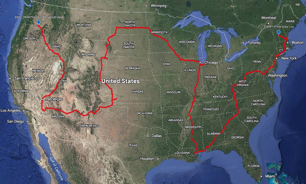 JoeAnderson's tweet photo. Some things are worth taking a few days to verify properly. This is one of them...

I'm proud to announce that I have successfully driven through all 48 contiguous states plus DC in my 2026 Tesla Model Y Juniper on FSD 14.3.2. And I did it solo. Actually, let's be accurate. I rode. FSD drove.

🗓️ May 20-29, 2026.
🗺️ 7,241 official miles. 9 days, 21 hours, 50 minutes.
⚡ Not a single gallon of gas. Not a single steering input. FSD drove every mile.
💵 Total cost: $901 in Supercharger fees. Same trip in a comparable gas SUV: ~$1,303.

The moment that defined the trip: the tri-state corner of MT/WY/SD, the most remote stretch of the drive from a Supercharger standpoint. I could have taken a safer route but I wanted to get there on a single charge. I knew the risk. Turned off the AC, sweated through 95°F inside the cabin, arrived at 2%. Cost me a little backtracking to officially enter Wyoming. Worth every mile. 🎯

Call it a Gentleman's Cannonball Run. I pushed hard every single day, but with rules. Sleep every night. No tickets. No driving tired. Highway speeds. Supervising an autonomous system while exhausted is reckless. I know a little something about that. Those aren't arbitrary rules, safety is my first priority. I'm an airline pilot. ✈️

Based on everything I've been able to find, this trip may represent three records worth noting:

🏆 First FSD drive through all 48 contiguous states plus DC. Solo. 
🏆 Most US jurisdictions covered in a single FSD trip (49) 
🏆 Possibly first and fastest EV drive through all 48 states plus DC

All claims subject to verification. If anyone has done this before, I genuinely want to know. My data is fully logged and available.

#Tesla #FSD #ModelY #48StatesPlus #EVRoadTrip #GentlemansCannonball #FSD14 @Tesla @DavidMoss @WholeMars