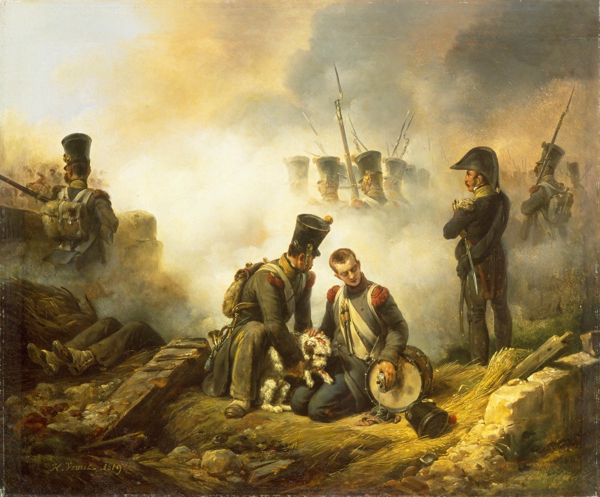 armearchives's tweet photo. The Dog of the Regiment Wounded (1819) by Horace Vernet https://t.co/aAkFjgruvS