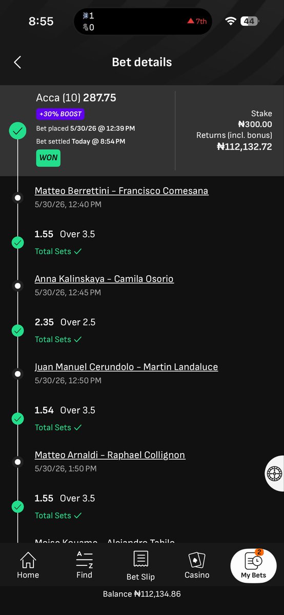 statsbyslime_bu's tweet photo. 🏆 287 odds won on LiveScorebet 🏆 

Finally a win on RG 🎾 https://t.co/AqoKB6wQ1f