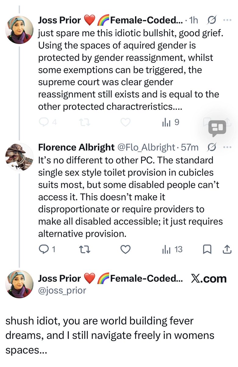 Flo_Albright's tweet photo. Man tells woman he will continue to exercise his male privilege to force his way into female spaces. Thus revealing he knows what sex he is &amp; understands exactly why it will be hard for women to stop him. https://t.co/nSclGaieRL