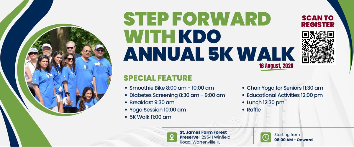 KisatDiabetes's tweet photo. 🚶‍♂️ Join Us for the KDO Annual 5K Walk!

Whether you're walking for yourself, a loved one, or to support diabetes awareness, we invite you to be part of this event.

📍 St. James Farm Forest Preserve, Warrenville, IL
⏰ Starting at 8:00 AM

Together, every step makes a difference. https://t.co/mobI7y2Umn