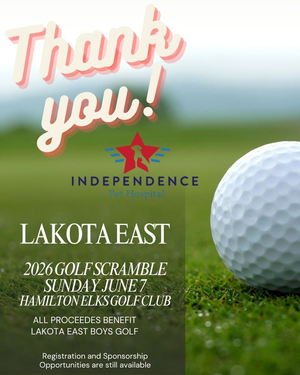 GoHawksGolf's tweet photo. Thank you Independence Pet Hospital for your sponsorship and support of Lakota East Boys Golf⛳️
#theEASTway https://t.co/nHeLUNF2yt