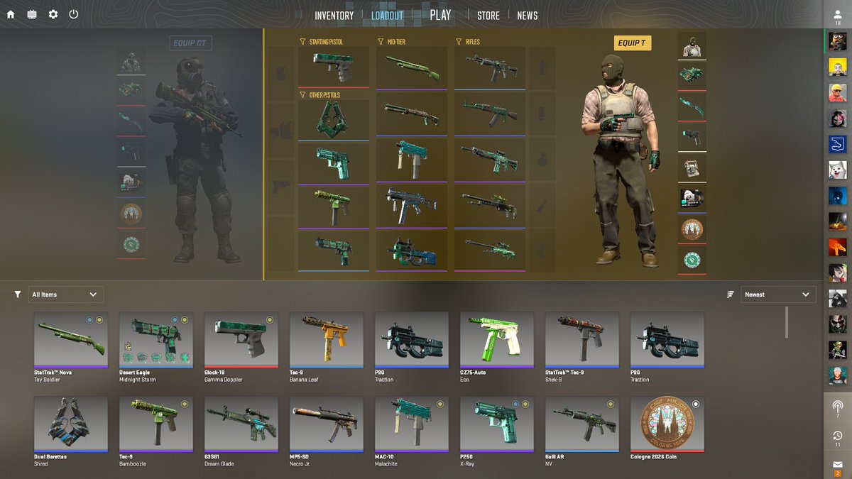 kryptic_ninja_'s tweet photo. CS2 greenish loadout complete for now #CS2 https://t.co/toRjIr4hHC