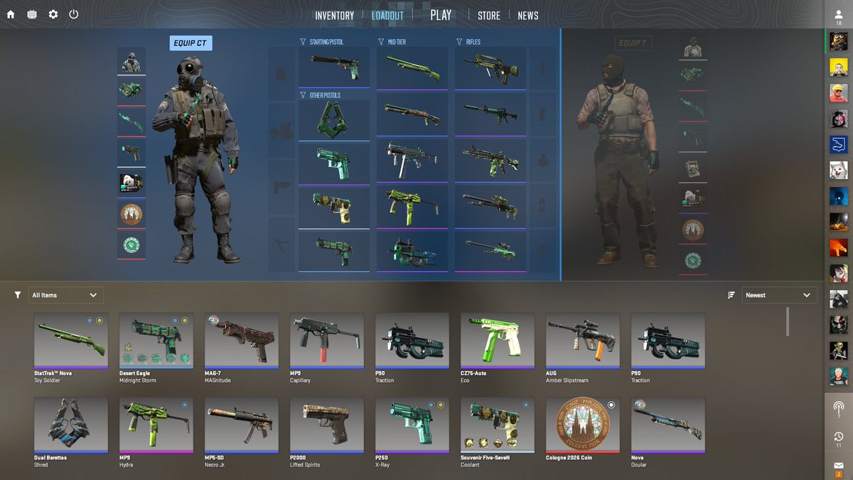 kryptic_ninja_'s tweet photo. CS2 greenish loadout complete for now #CS2 https://t.co/toRjIr4hHC