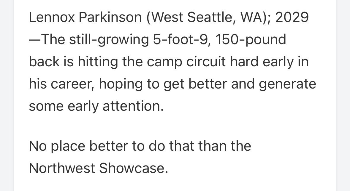 lennoxparkinso_'s tweet photo. Thanks for the write up ✊🏼

 @AndrewNemec @BrandonHuffman @PrepRedzoneWA @coach_csanders @SEAUNITEDELITE @THENWSHOWCASE https://t.co/uLSDitITaE