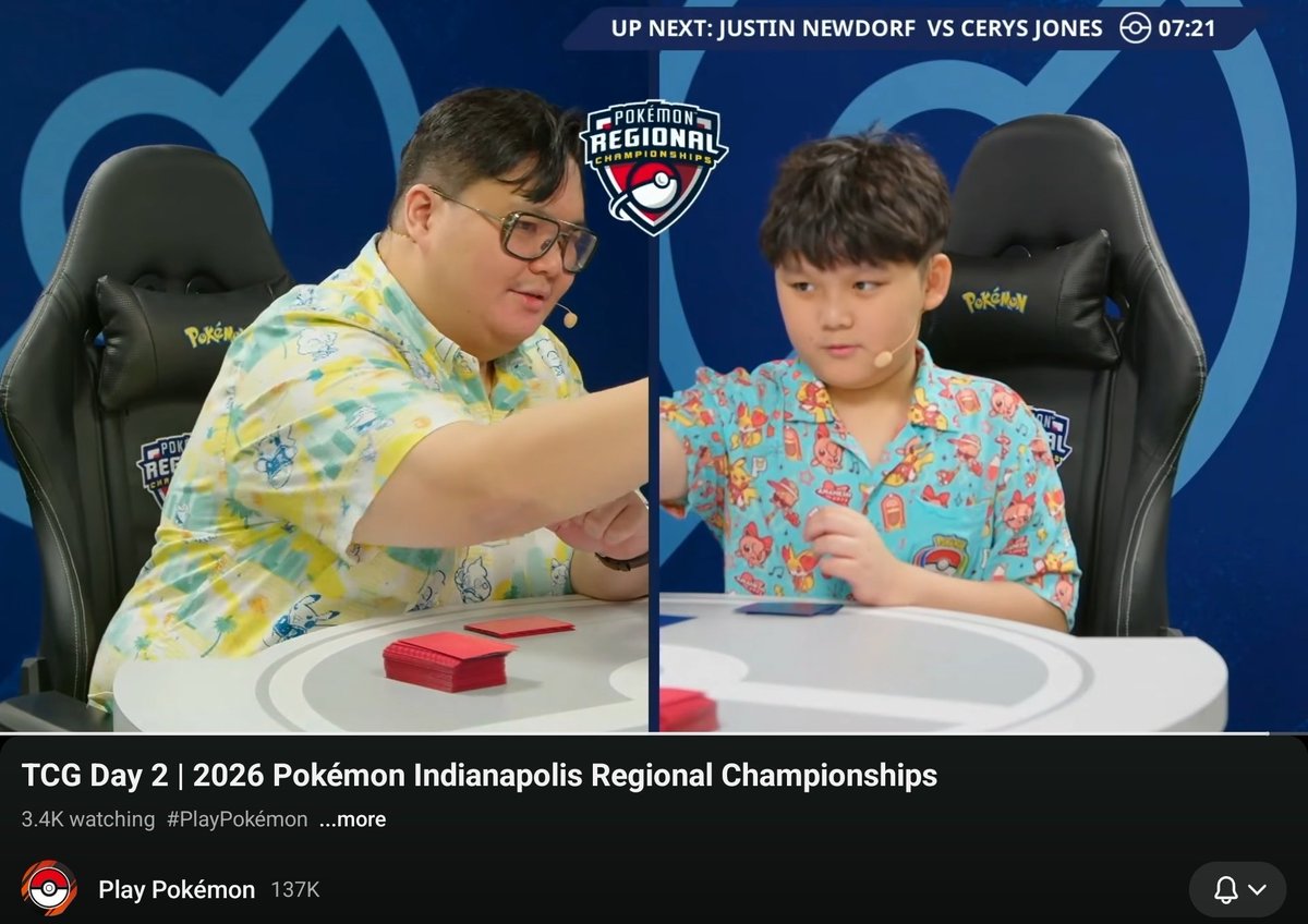 PrimeTimeWiz's tweet photo. My new favorite moment on stream ever! We were only supposed to play on the table to help with a dry run for the graphics but they decided to mic us up and I wasn't expecting them to use the footage! So amazing I get to share this experience with my kid 😭 https://t.co/fN6C6V0wsU
