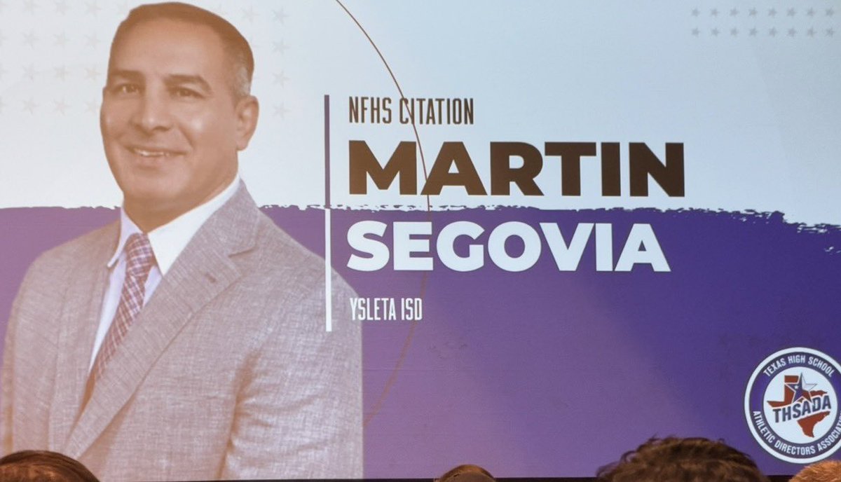 YISDAthletics1's tweet photo. Congratulations to our leader, Martin Segovia, on earning the NFHS Citation Award at the @OfficialTHSADA Conference! This recognition is truly well deserved and a reflection of your dedication, leadership, and commitment to our student-athletes. @DeXavierluke @YsletaISD https://t.co/8wOWXBhTUO