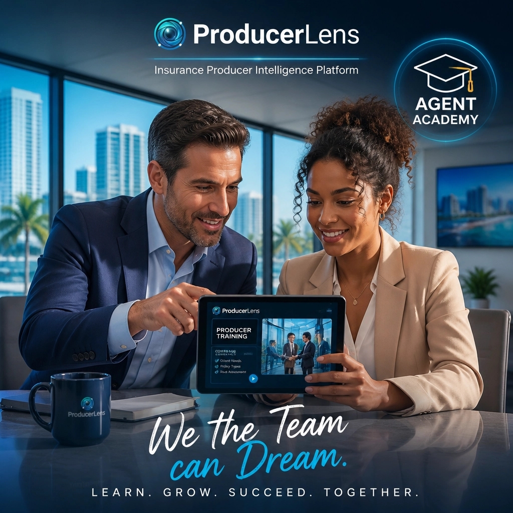 ProducerLensAI's tweet photo. Building a pipeline shouldn't mean 'churn and burn.' 🚀 Agent Academy provides free education for new insurance agents. We help you find, train, and retain them. Level up your team today: https://t.co/5jPa2GKicr #AgentAcademy #InsuranceTraining #Retention #Growth https://t.co/1wzemuE03U