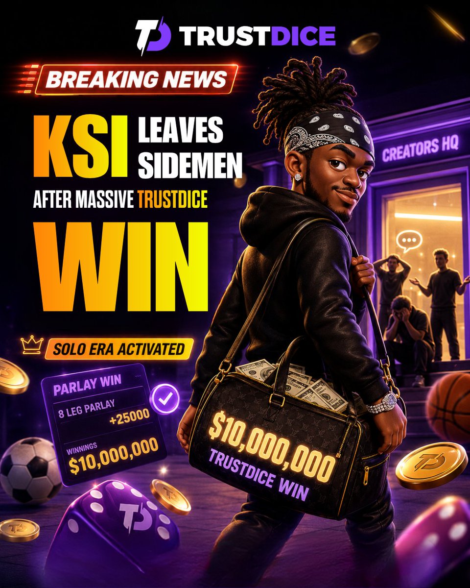 TrustDice's tweet photo. KSI after one TrustDice win:
“Sidemen? I’m starting SoloMen.” 😭💰

The group chat is in shambles. The solo arc has begun.

Tap in and get involved 👉 https://t.co/j1p2nbymnt

For entertainment purposes only.

#KSI #Sidemen #TrustDice #SportsBetting #FootballTwitter #UFC #YouTubeBoxing #MemeTwitter #Crypto