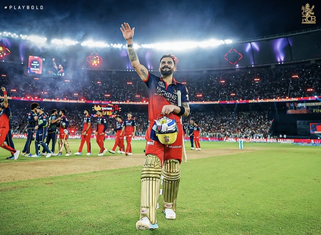 heresidharth18's tweet photo. Pressure is a privilege ❤️
From "Maybe next year" to "This is our year " Champion RCB is dominating this season!
back-to-back trophy 🏆
special mention to king @imVkohli for a fabulous knock &amp; oh! our captain @rrjjt_01 
Dream day for us #RCBwins 😭💪 https://t.co/0q0M0St3QW
