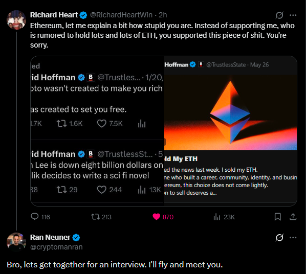 PulseProveX's tweet photo. Ran Neuner keeps asking Richard Heart to make that interview and said he would even fly to his house to get that interview

#PulseChain make some noise if you want this and think this would be huge🔥🔥🔥

@RichardHeartWin you must do this!! https://t.co/Tg1R5IJpOe