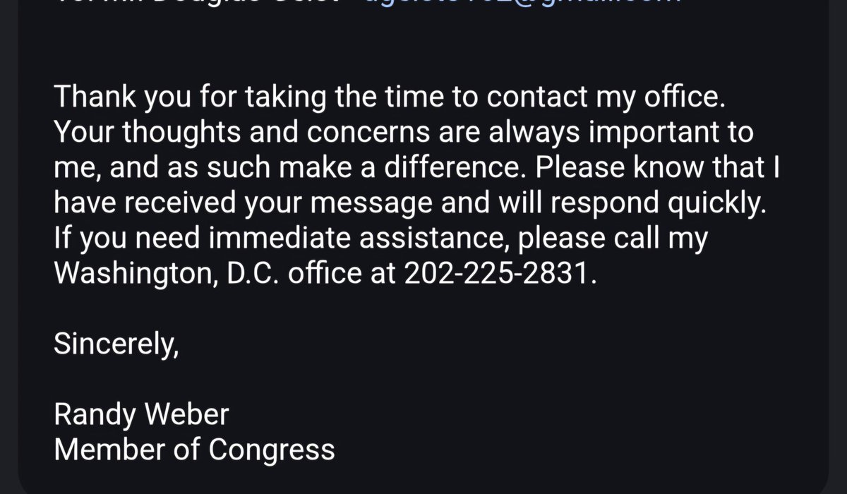 GeistNathaniel's tweet photo. @TXRandy14 this is the response a veteran received asking for help from your district. When I reached, I got the same, I told him it was pointless. The rage and animosity I have for our government and representatives is only increasing. Show the people how we are treated. https://t.co/hf4tE29SOV