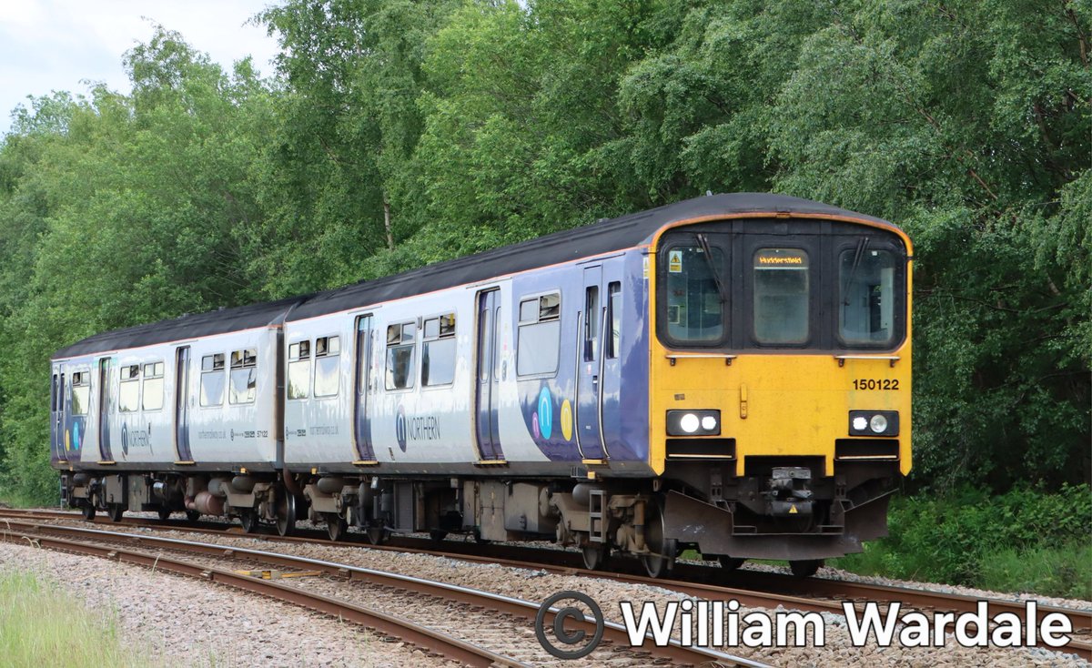 WilliamWardale's tweet photo. Some mega @northernassist traction approaching #Penistone this evening 

Probably the first for a long time a 150/1 insted of the usual 150/0 &amp; 150/2 on the @PenistoneLine 

2B58 1840 Sheffield to Huddersfield

Sunday 31st May 2026

@Northern_Travel @TomDearlove1 @BashirKhan2 https://t.co/LuDJhu2WYR