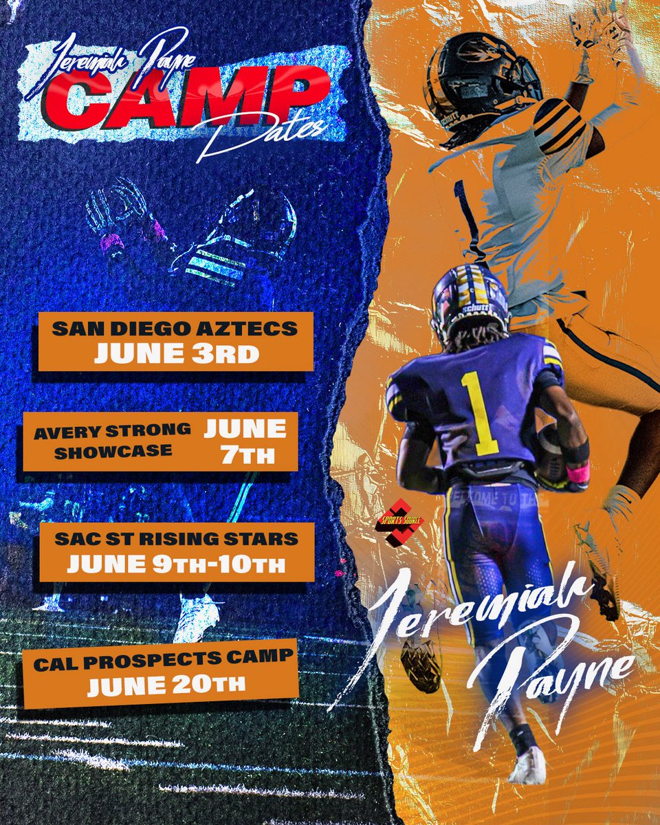 Jeremiah_Payne3's tweet photo. Camp season! #ReadyToCompete 
Upcoming camps:
June 3rd-San Diego St 
June 7th-Avery Strong Showcase
June 9th&amp;10th-Sacramento St Rising Stars
@CoachTFord @CoachJMont @CoachLeeMarks @NickRolovich @RealCoachCarter @JamoBrown_ @DemarioWarren @joshletuli 

https://t.co/B8EW8404Td https://t.co/GuE1y3KlFJ
