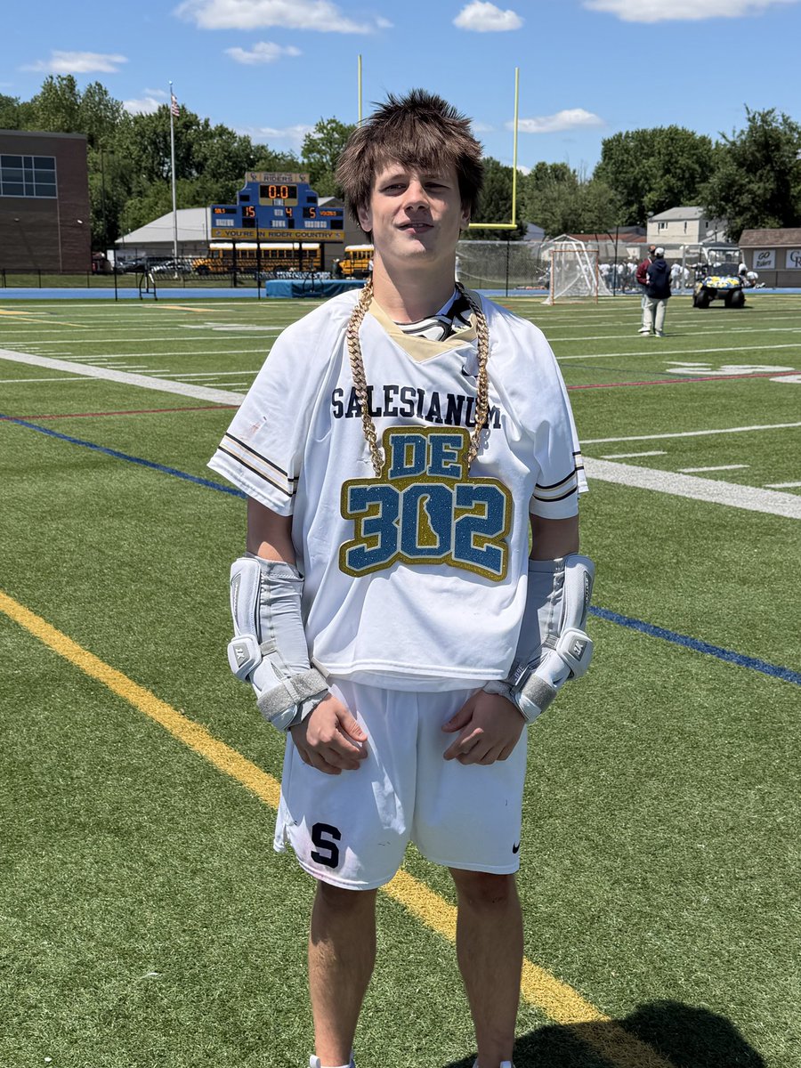 302sports's tweet photo. Congratulations to our DE302 Players of the Game Sponsored by @DEArmyGuard from @Salesianum  Drew Motta had 5 goals, and Jake Getty had 4 in the state championship #dearmyguard #302sports #delhs https://t.co/ISNNnuKbLB