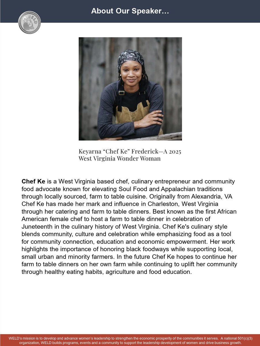 WELD_Charleston's tweet photo. 🌿 Chef Ke — private chef, culinary artist and community advocate — joins WELD Charleston on July 14 to discuss confidence, growth and leadership. Register: https://t.co/kRNLgSxadL https://t.co/RFMwrBvhAV