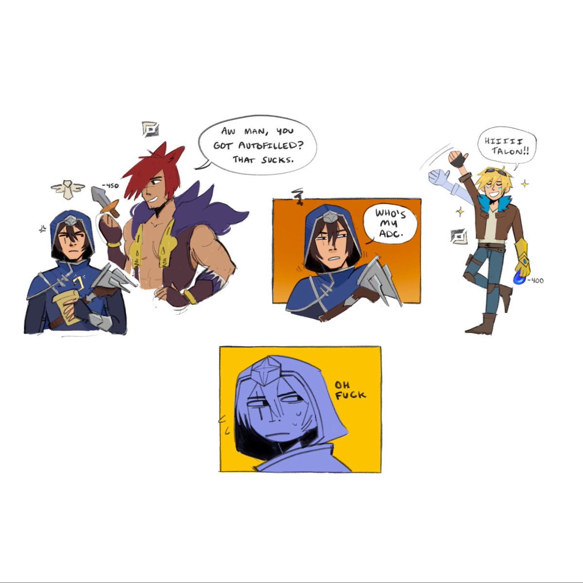 ashxmes's tweet photo. drew a silly bit (rift au) bad luck talon https://t.co/XMeYY1yVlj