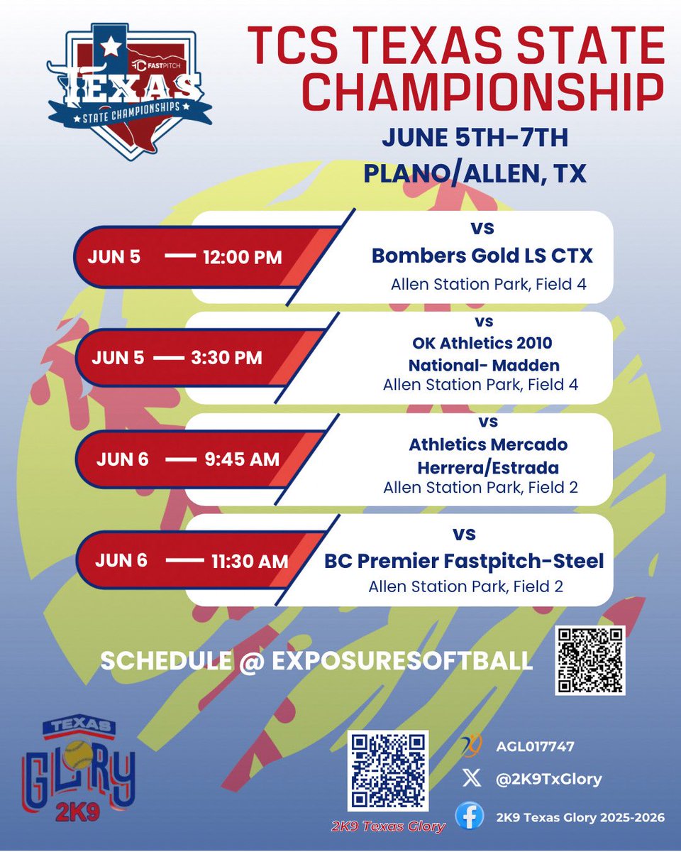 charolettep27's tweet photo. Playing in Plano! Who else?
@TFLfastpitch @CoastRecruits @TopPreps @LegacyLegendsS1 @DfwSho @scan1ansports @LineDsoftball @ExtraInningSB @SSN_Softball @SBRRetweets @AGLSoftball @2k9txglory @SoftballDown @DiamondAddicts https://t.co/XcFoh1mMHP