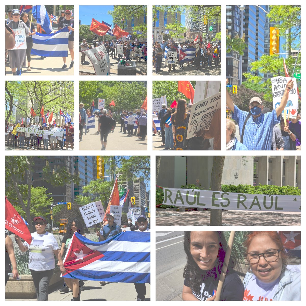 EmbacubaCanada's tweet photo. #Toronto rises for #Cuba and against the criminal U.S. blockade: supporters and Cuban residents, friends all, are raising their voices against threats to the Island’s sovereignty and rejecting the spurious accusations against #RaúlCastro.

#CubaIsNotAlone

#DropTheBlockade https://t.co/Cnm8t4aGTs