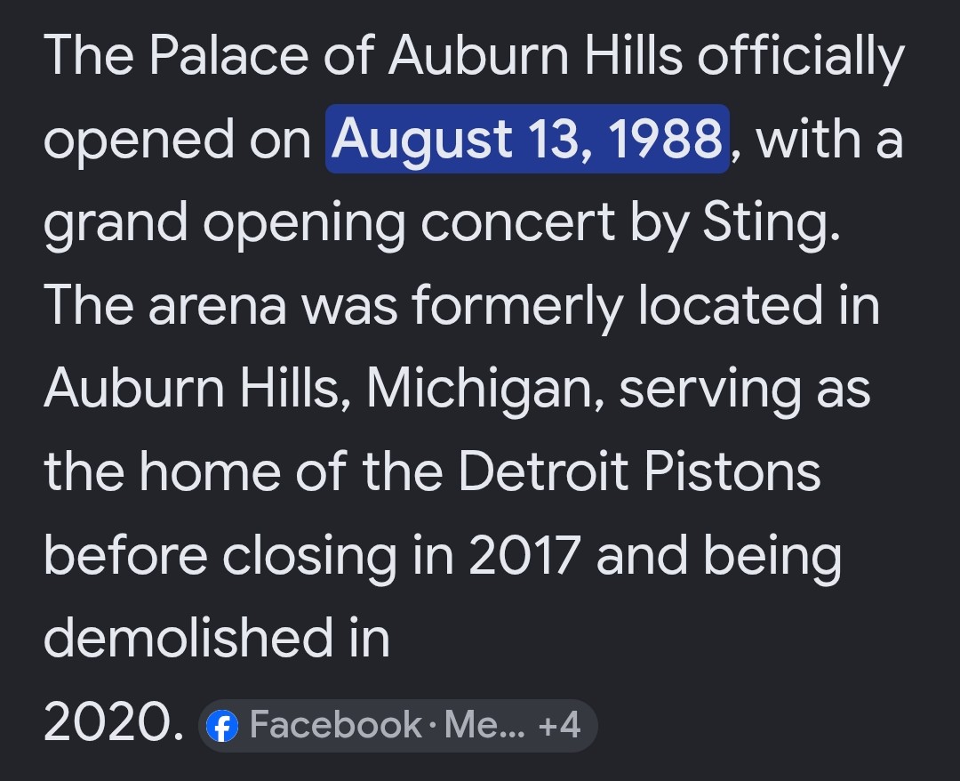 MastermindMick's tweet photo. The Palace at Auburn Hills, former home arena of the Detroit Pistons opened August 13th, 1988. The Pistons won the 1st of their 3 titles in 15 years in that 1988-89 season. 1989. 1990, and 2004. https://t.co/EwYz4WPQT2