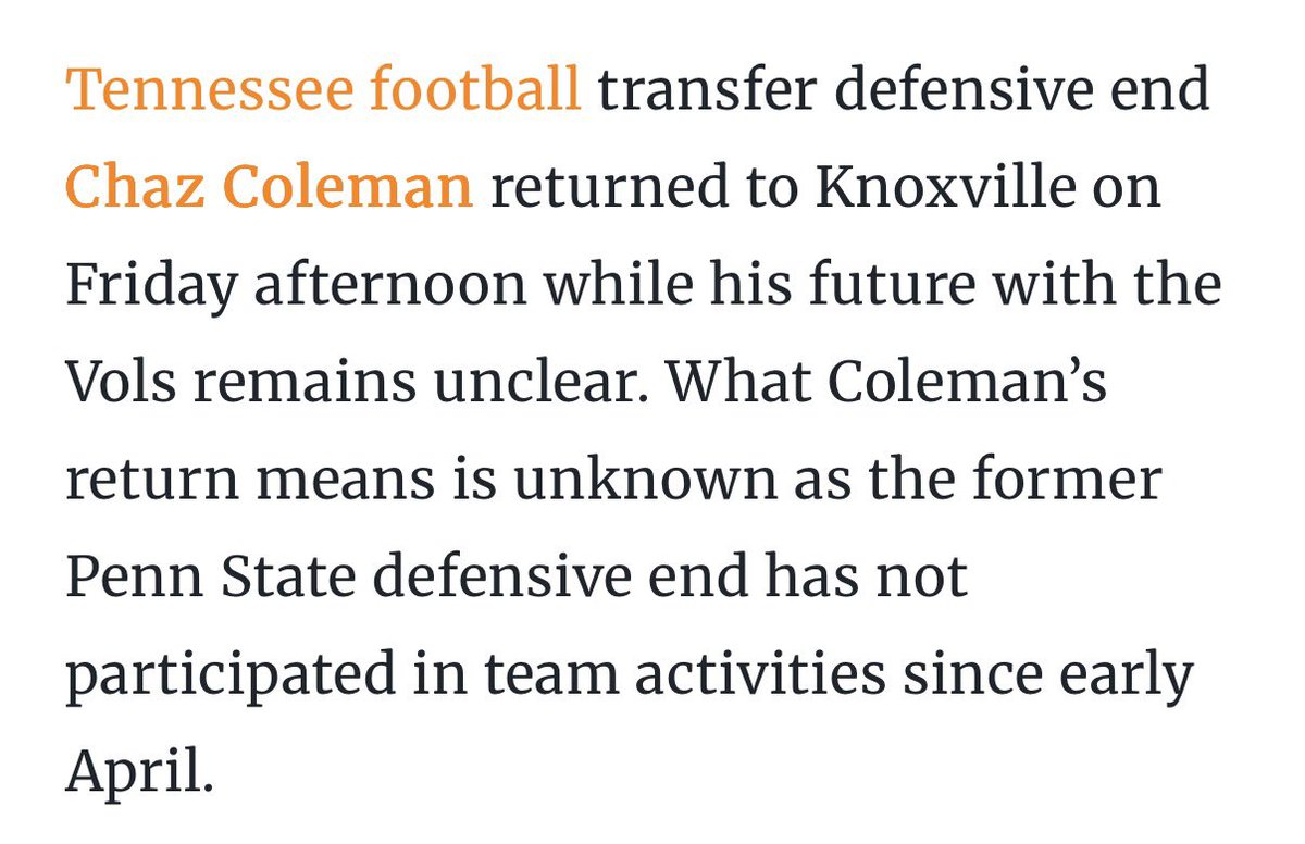 Athletic_Pro360's tweet photo. @VolScoops @AtoZSports Per Austin Price report yesterday his status with the team is still unclear and no one has reported that he’s working out with the team yet. @VolScoops https://t.co/MIGVgOMkRg