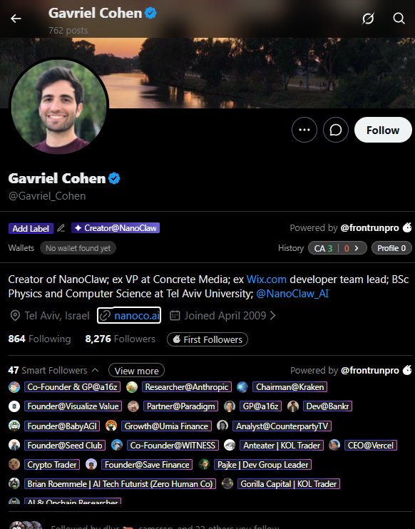 ShabbatMonster's tweet photo. The guy who created NanoClaw (30k stars, legit posted all over tech twt) has created a whole company from nanoclaw

Its called NanoCo and he just added the website to his bio, its a company built from his nanoclaw

https://t.co/cs92mkotiN

@gavriel_cohen has previous CA's and has the last name as Alon so he for sure will endorse, legit a