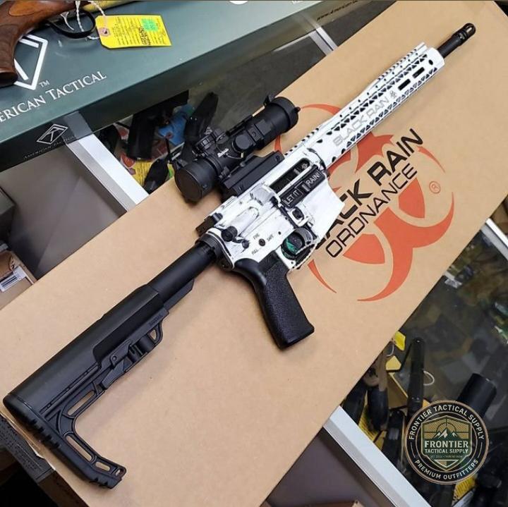 TacticalShit's tweet photo. Black Rain Spec15 5.56 with Burris AR-332 — Record entry.

AR-15 platform rifle paired with a Burris AR-332 optic and a clean modern setup. Documentation date: Sunday, May 31, 2026. https://t.co/QfoL0hAaeo