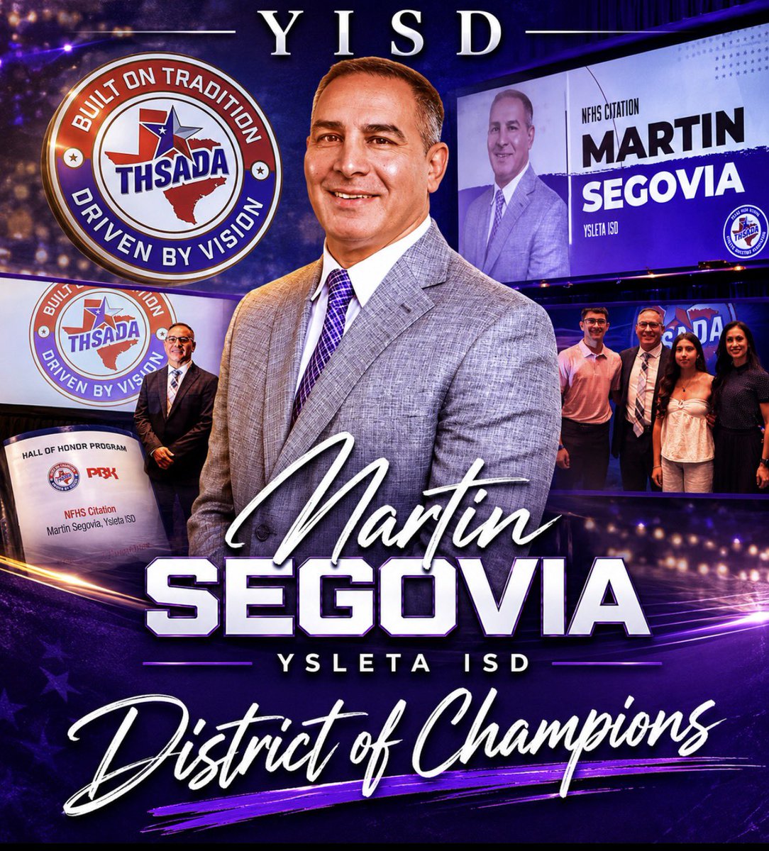 YISDAthletics1's tweet photo. Congratulations, Mr. Segovia on earning the NFHS Citation @OfficialTHSADA conference.  Well deserved!! @YsletaISD @DeXavierluke https://t.co/8MaHZyGK52