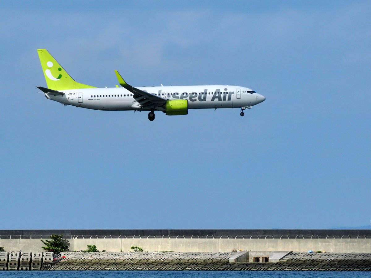 🛬 相変わらずピスタチオグリーンがニコニコしてます☺️ JA806X B737