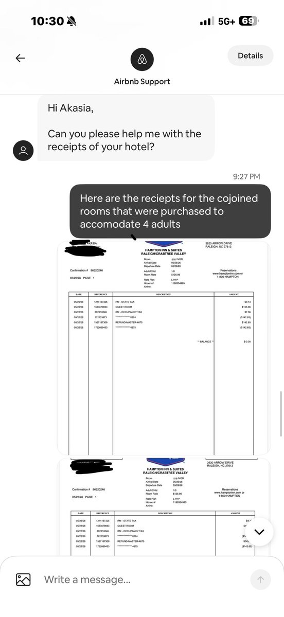 BASSBANGR's tweet photo. @Airbnb The saga continues, after being told we would be reimbursed we are still fighting to get our money back. They don’t honor their own policies and that is insane 
Saying they can only reimburse 20% of our hotel costs after we had to evacuate a home that was infested! DO BETTER https://t.co/PXUg2aLXtK